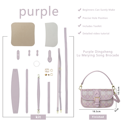 FingerArt Leather Mini Baguette BagDlY Kit, Leather and FabricCombination