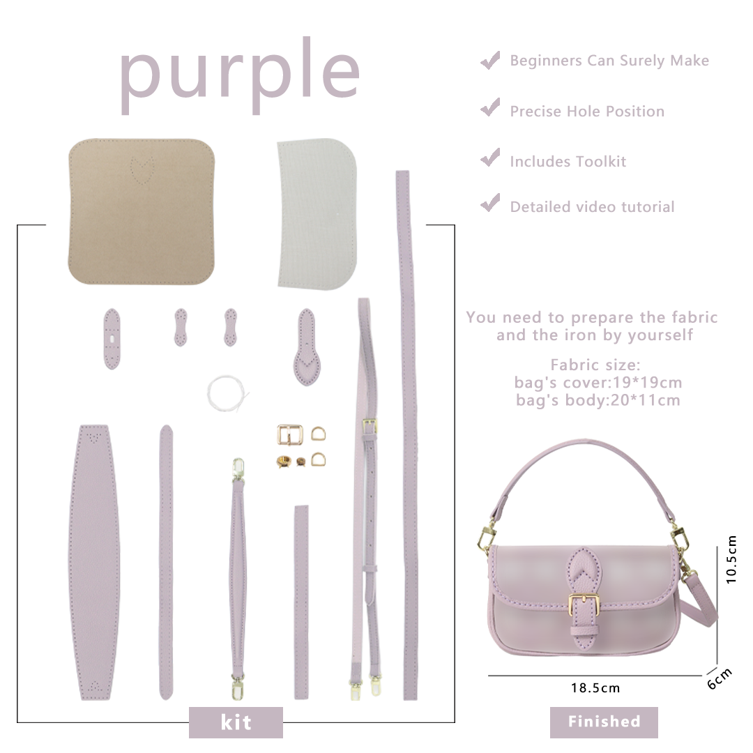 FingerArt Leather Mini Baguette BagDlY Kit, Leather and FabricCombination