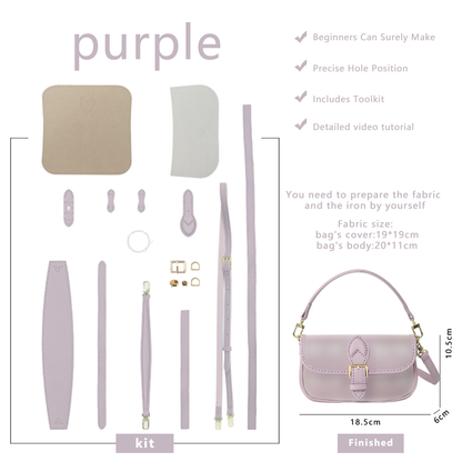 FingerArt Leather Mini Baguette BagDlY Kit, Leather and FabricCombination