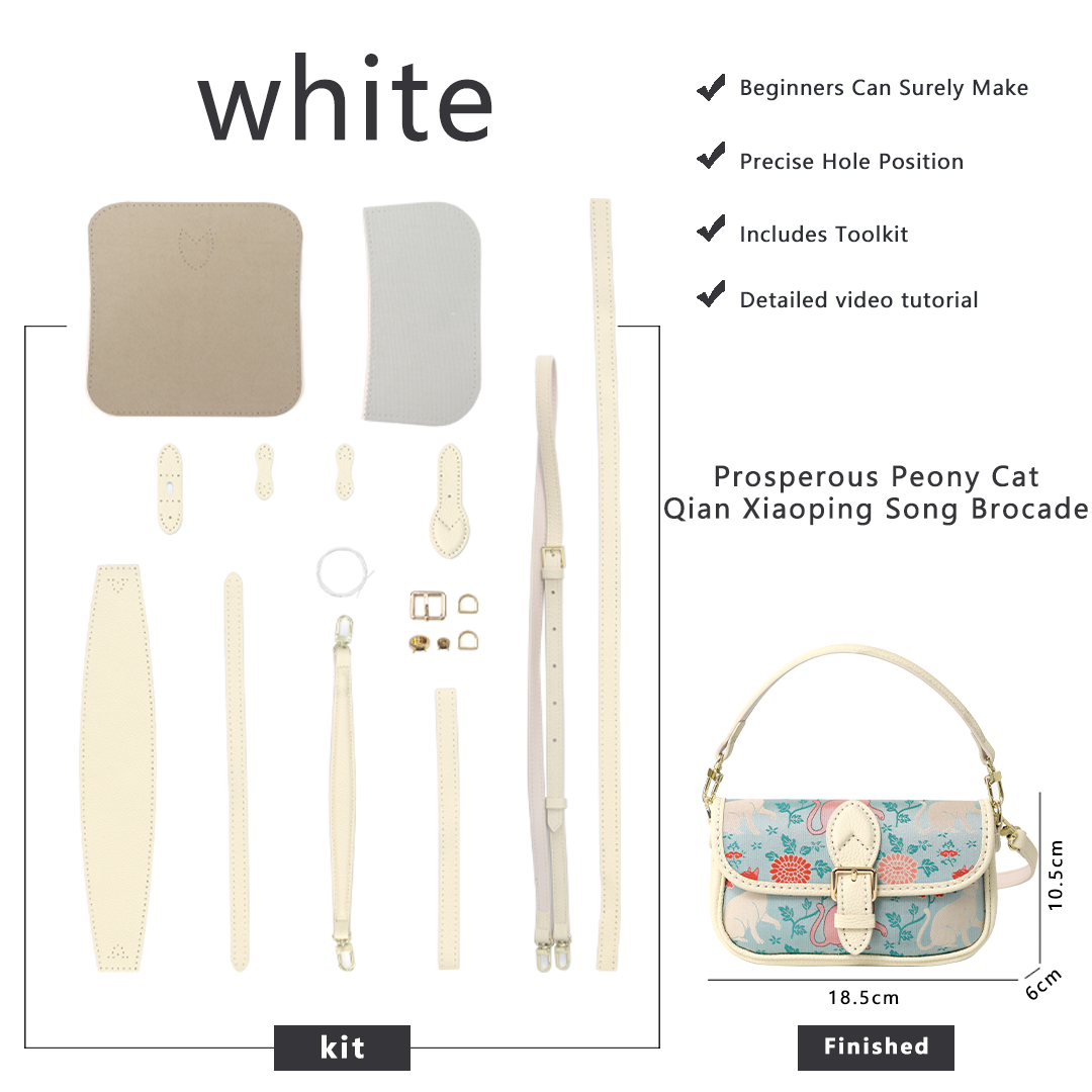 FingerArt Leather Mini Baguette BagDlY Kit, Leather and FabricCombination