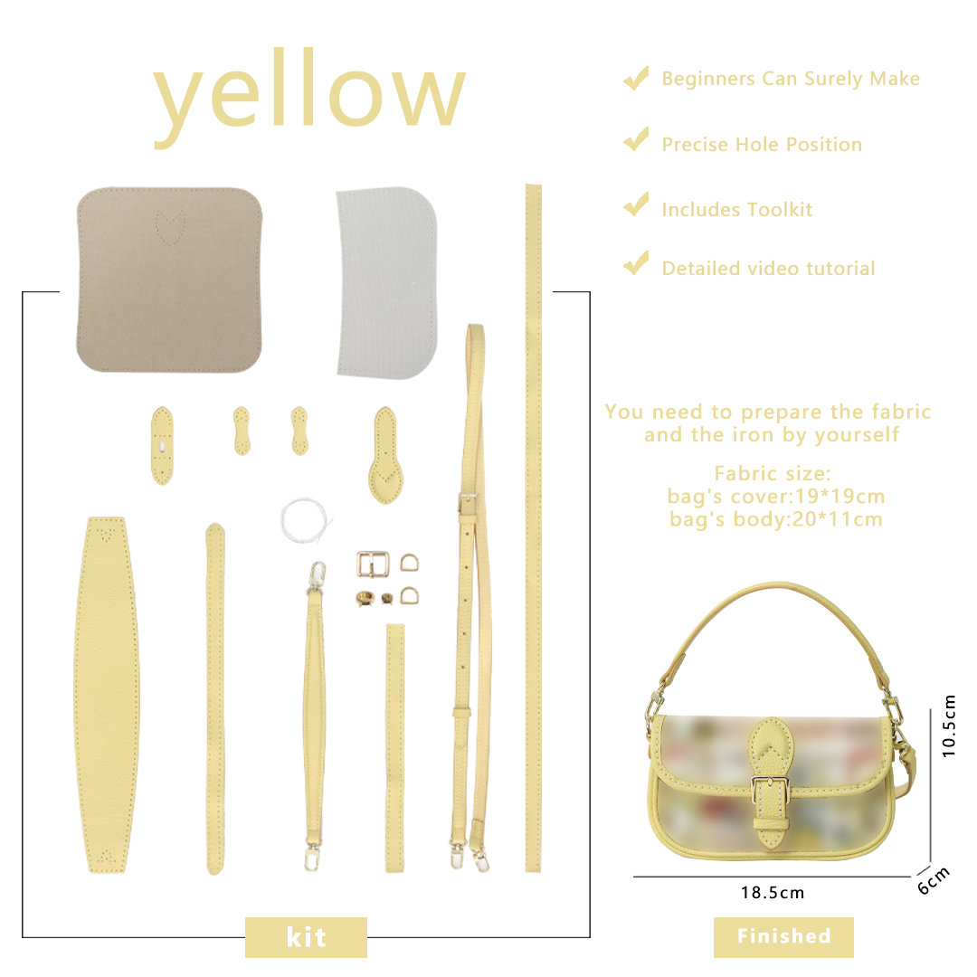 FingerArt Leather Mini Baguette BagDlY Kit, Leather and FabricCombination