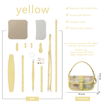 FingerArt Leather Mini Baguette BagDlY Kit, Leather and FabricCombination