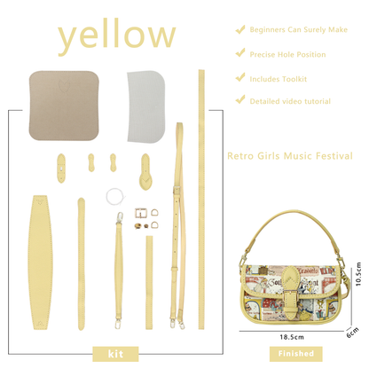 FingerArt Leather Mini Baguette BagDlY Kit, Leather and FabricCombination