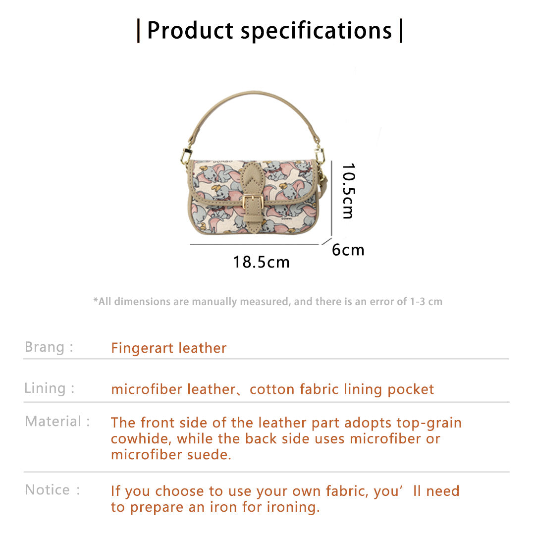 FingerArt Leather Mini Baguette BagDlY Kit, Leather and FabricCombination