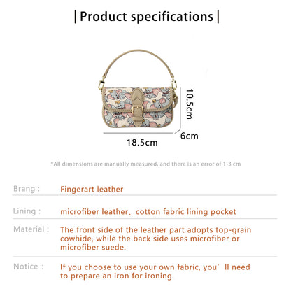 FingerArt Leather Mini Baguette BagDlY Kit, Leather and FabricCombination