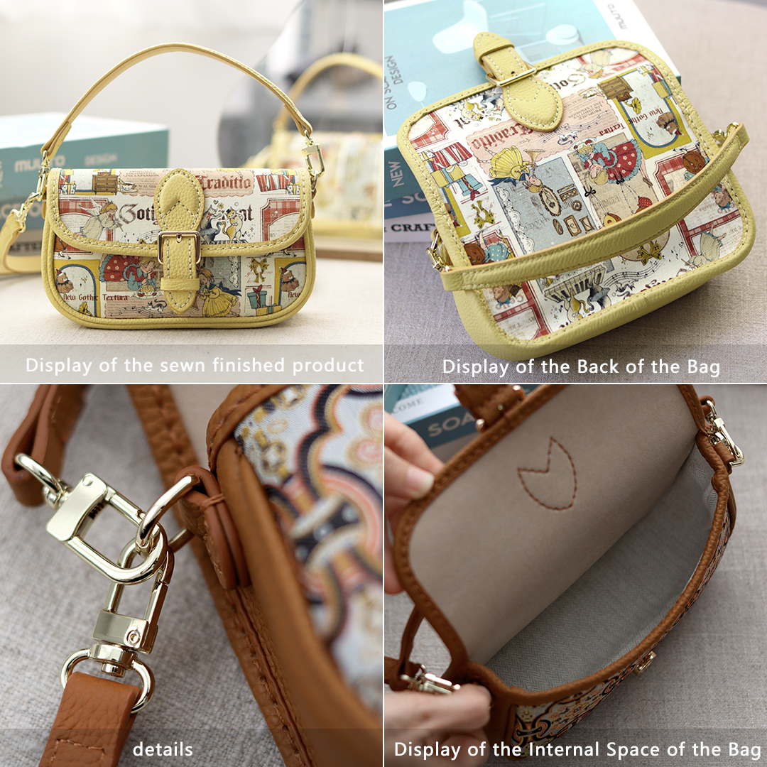 FingerArt Leather Mini Baguette BagDlY Kit, Leather and FabricCombination