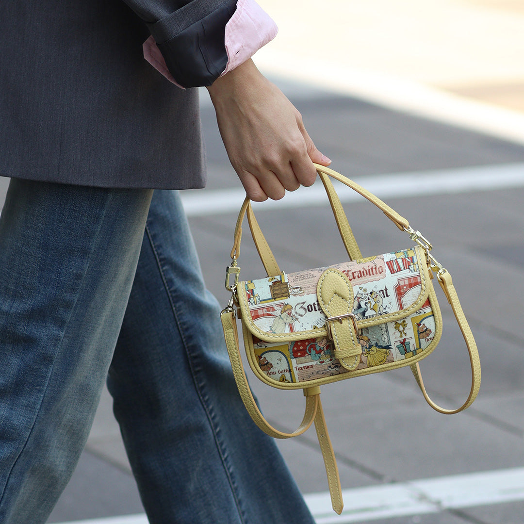 FingerArt Leather Mini Baguette BagDlY Kit, Leather and FabricCombination