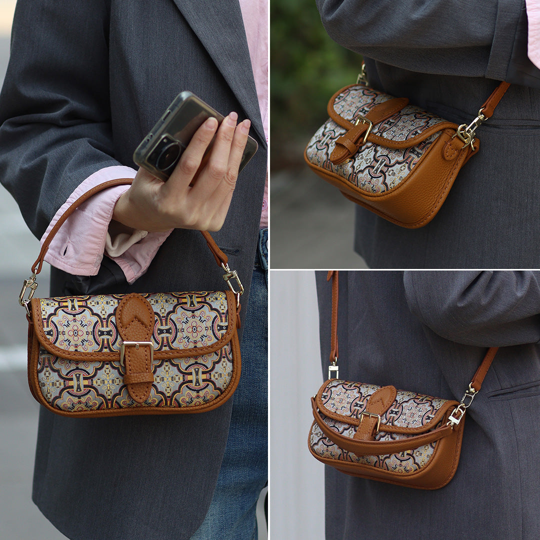 FingerArt Leather Mini Baguette BagDlY Kit, Leather and FabricCombination