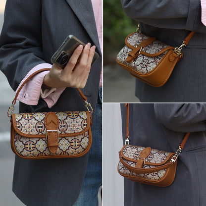 FingerArt Leather Mini Baguette BagDlY Kit, Leather and FabricCombination