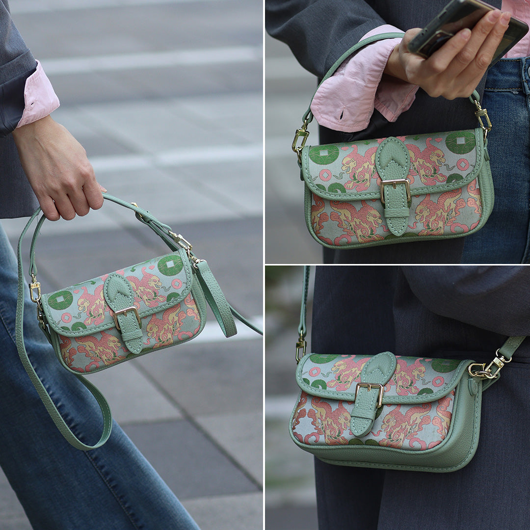 FingerArt Leather Mini Baguette BagDlY Kit, Leather and FabricCombination