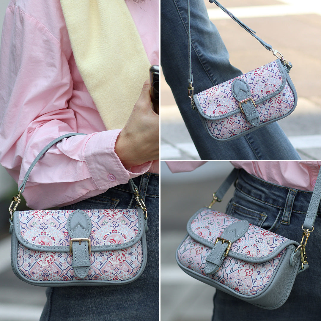 FingerArt Leather Mini Baguette BagDlY Kit, Leather and FabricCombination