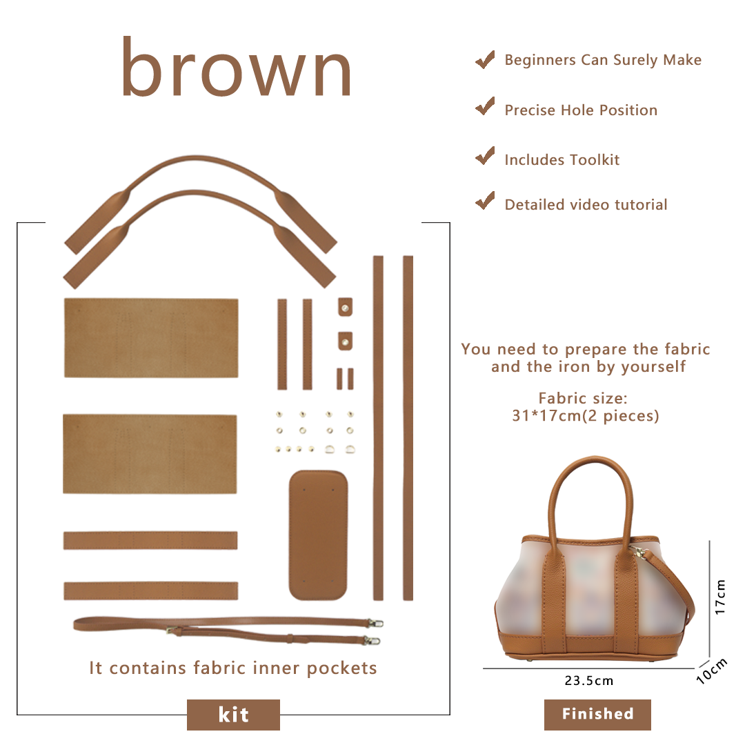 FingerArt Leather Small Garden Bag Leather &amp; Fabric DlY Kit