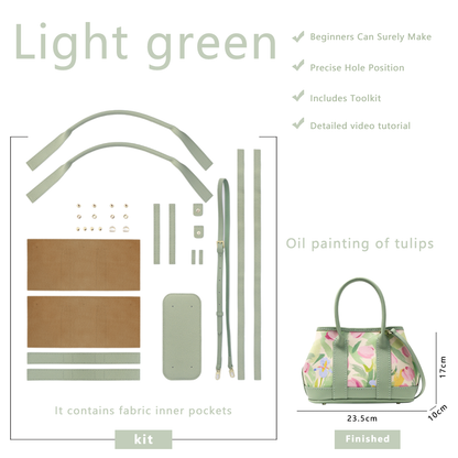 FingerArt Leather Small Garden Bag Leather &amp; Fabric DlY Kit