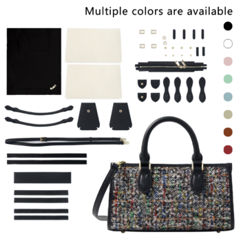 FINGERART Horizontal Mini Tote Bag DIY Kit, Leather and Fabric Combination